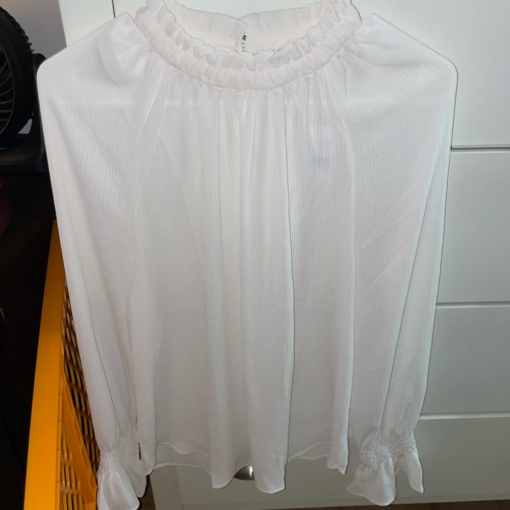 NWT Loft High Neck White Blouse